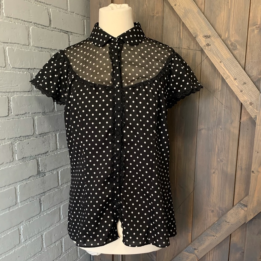 Loft Polka Dot Button Down Top